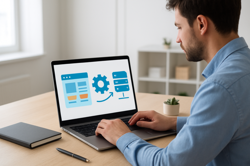 Developer preparing a WordPress staging copy and deployment workflow in cPanel