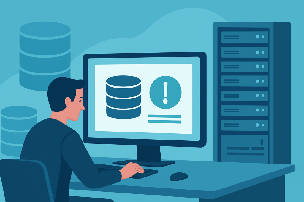 WordPress administrator troubleshooting a database connection error