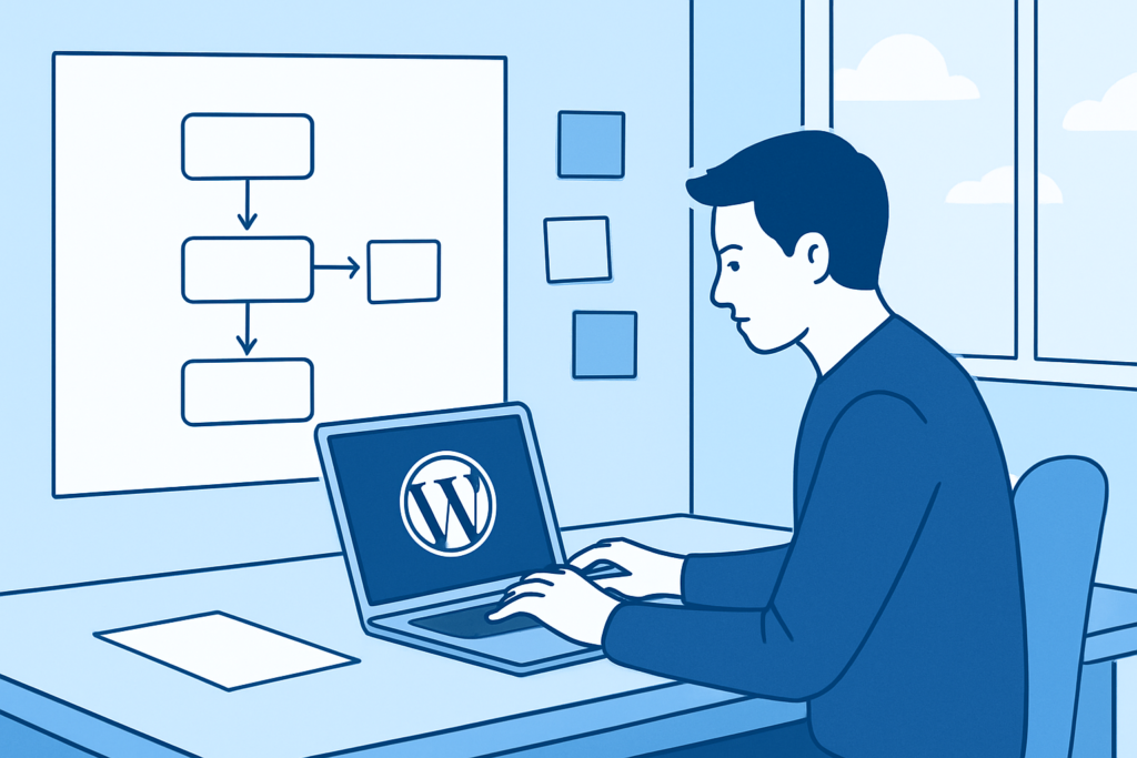 Developer planning a minimum viable product for a WordPress project