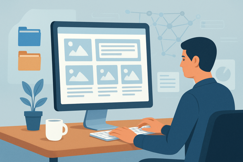Website editor reviewing AI-suggested WordPress categories and tags