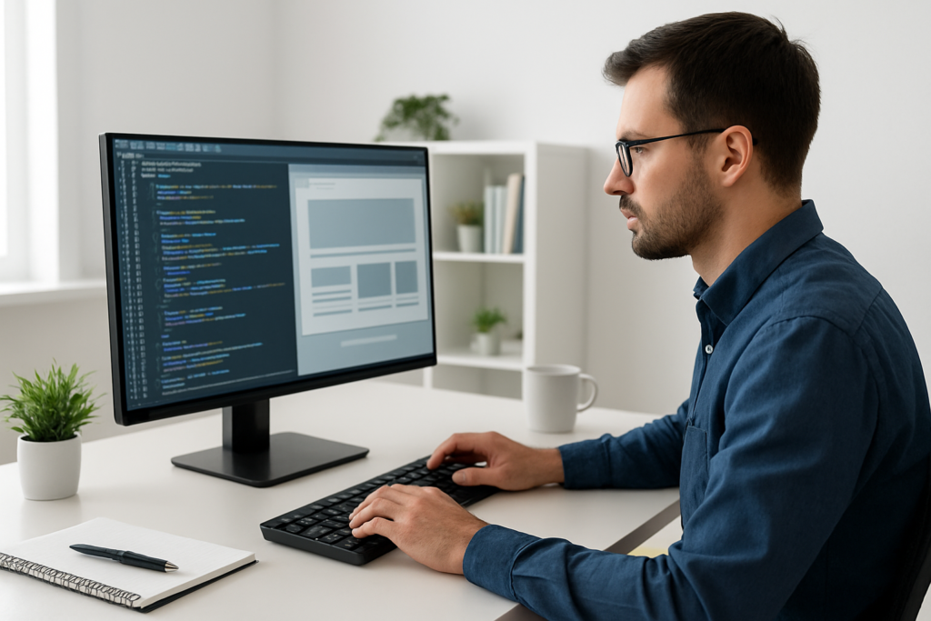 Developer troubleshooting a WordPress website