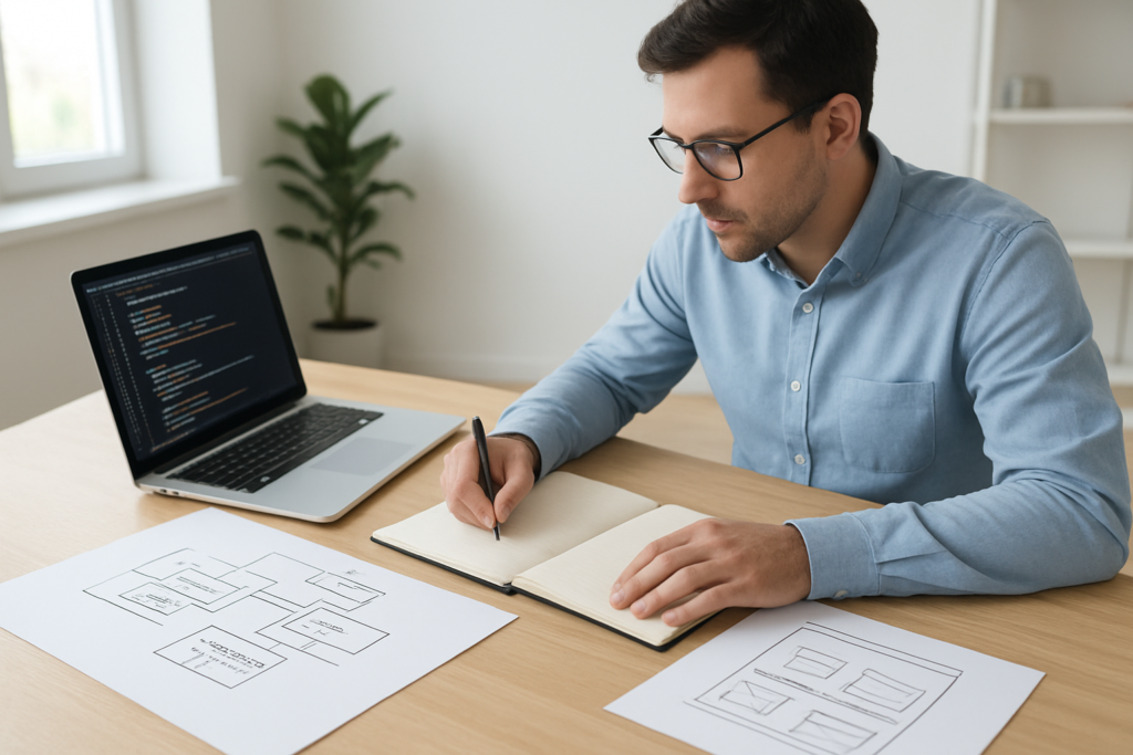 Developer planning a custom WordPress development project