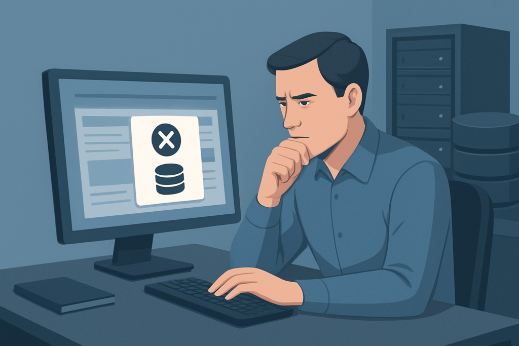 WordPress administrator troubleshooting a database connection error
