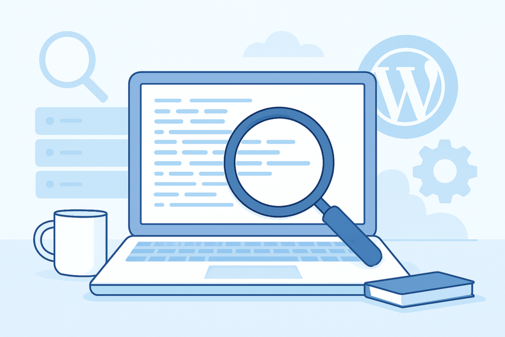 WordPress robots.txt troubleshooting concept with crawl directives and search engine analysis