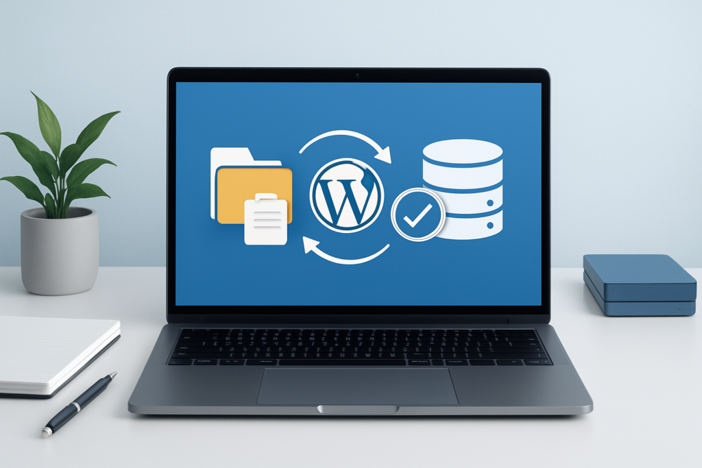 WordPress backup restoration workflow using cPanel files and database